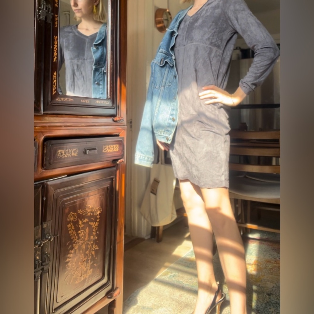 Joh Lavender Suede Long Sleeved Dress with pockets